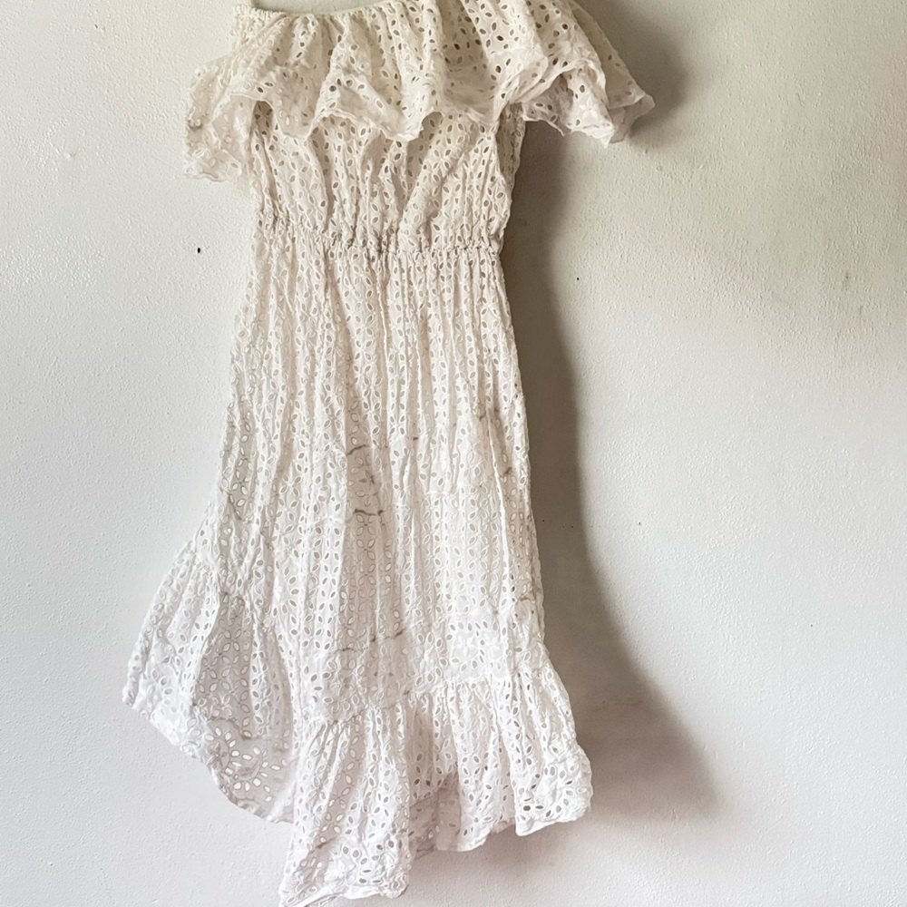 Joie Corynn One Shoulder Eyelet Dress Women White Midi Dress Summer sz xxs - Picture 15 of 16